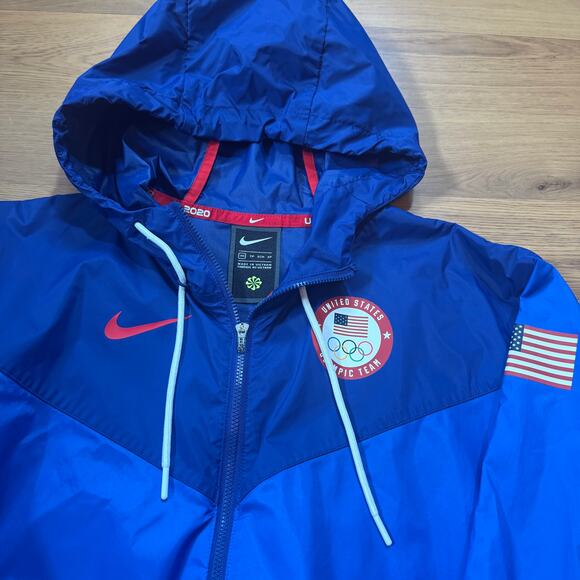 Women's Nike Team USA 2020 Olympics Blue Zip Up Windrunner Hooded Jacket Sz XS - Picture 5 of 7